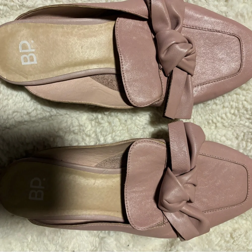 BP Women's Leather Maddy Blush Loafers with Knot Accent